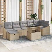vidaXL Trädgårdsoffset Höjdjusterbar 8 pcs Beige konstrotting