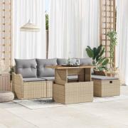 vidaXL Trädgårdsoffset Höjdjusterbar 6 pcs Beige konstrotting