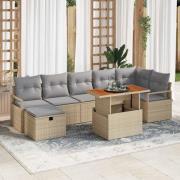 vidaXL Trädgårdsoffset 8 pcs Beige konstrotting