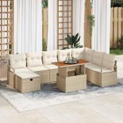 vidaXL Trädgårdsoffset Höjdjusterbar 9 pcs Beige konstrotting
