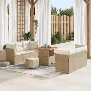 vidaXL Trädgårdsoffset Höjdjusterbar 9 pcs Beige konstrotting