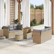 vidaXL Trädgårdsoffset Höjdjusterbar 9 pcs Beige konstrotting