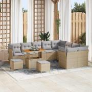 vidaXL Trädgårdsoffset 12 pcs Beige konstrotting