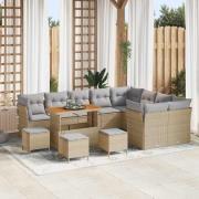 vidaXL Trädgårdsoffset 13 pcs Beige konstrotting
