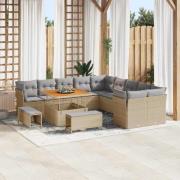 vidaXL Trädgårdsoffset 13 pcs Beige konstrotting