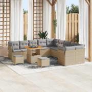 vidaXL Trädgårdsoffset 13 pcs Beige konstrotting