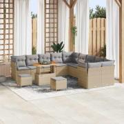 vidaXL Trädgårdsoffset 13 pcs Beige konstrotting