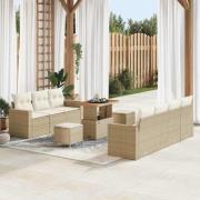 vidaXL Trädgårdsoffset 10 pcs Beige konstrotting