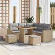 vidaXL Trädgårdsoffset 8 pcs Beige konstrotting