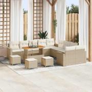 vidaXL Trädgårdsoffset 14 pcs Beige konstrotting