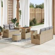 vidaXL Trädgårdsoffset 8 pcs Beige konstrotting