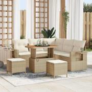 vidaXL Trädgårdsoffset 8 pcs Beige konstrotting