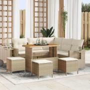 vidaXL Trädgårdsoffset 9 pcs Beige konstrotting