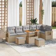 vidaXL Trädgårdsoffset Höjdjusterbar 9 pcs Beige konstrotting