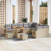 vidaXL Trädgårdsoffset 12 pcs Beige konstrotting