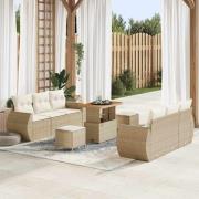vidaXL Trädgårdsoffset 9 pcs Beige konstrotting