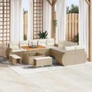 vidaXL Trädgårdsoffset 13 pcs Beige konstrotting