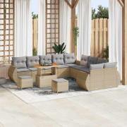 vidaXL Trädgårdsoffset 13 pcs Beige konstrotting