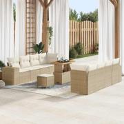 vidaXL Trädgårdsoffset 11 pcs Beige konstrotting