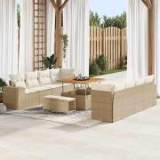 vidaXL Trädgårdsoffset 11 pcs Beige konstrotting