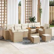vidaXL Trädgårdsoffset 10 pcs Beige konstrotting