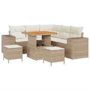 vidaXL Trädgårdsoffset 8 pcs Beige konstrotting