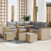 vidaXL Trädgårdsoffset 8 pcs Beige konstrotting