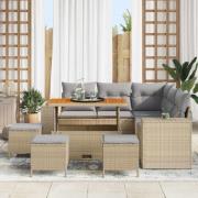 vidaXL Trädgårdsoffset 9 pcs Beige konstrotting