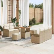 vidaXL Trädgårdsoffset Höjdjusterbar 8 pcs Beige konstrotting