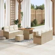 vidaXL Trädgårdsoffset 9 pcs Beige konstrotting