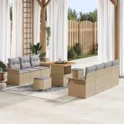 vidaXL Trädgårdsoffset Höjdjusterbar 10 pcs Beige konstrotting