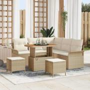 vidaXL Trädgårdsoffset Höjdjusterbar 8 pcs Beige konstrotting