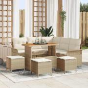 vidaXL Trädgårdsoffset Höjdjusterbar 9 pcs Beige konstrotting