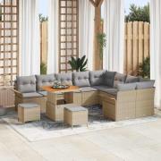 vidaXL Trädgårdsoffset Höjdjusterbar 12 pcs Beige konstrotting