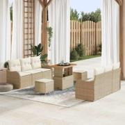 vidaXL Trädgårdsoffset Höjdjusterbar 9 pcs Beige konstrotting