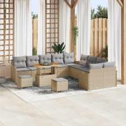 vidaXL Trädgårdsoffset 13 pcs Beige konstrotting