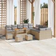 vidaXL Trädgårdsoffset 14 pcs Beige konstrotting