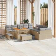 vidaXL Trädgårdsoffset med kudde 13 pcs Beige Poly rattan