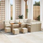 vidaXL Trädgårdsoffset med kudde 13 pcs Beige Poly rattan