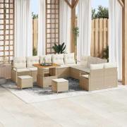 vidaXL Trädgårdsoffset med kudde 13 pcs Beige Poly rattan