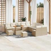 vidaXL Trädgårdsoffset med kudde 13 pcs Beige Poly rattan