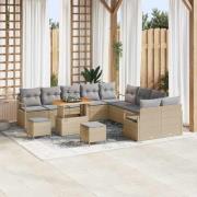 vidaXL Trädgårdsoffset med kudde 13 pcs Beige Poly rattan