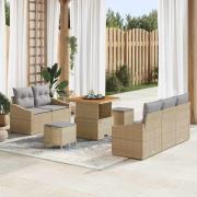 vidaXL Trädgårdsoffset med kudde 8 pcs Beige Poly rattan