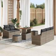 vidaXL Trädgårdsoffset med kudde 8 pcs Grå Poly rattan