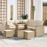vidaXL Trädgårdsoffset med kudde 8 pcs Beige Poly rattan