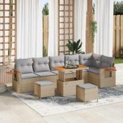 vidaXL Trädgårdsoffset 9 pcs beige och ljusgrå 90 x 55 x 71 cm