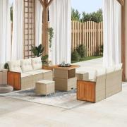 vidaXL Trädgårdsoffset 9 pcs beige och gräddvit 80 x 80 x 71 cm