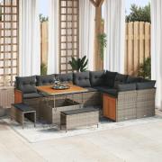 vidaXL Trädgårdsoffset med kudde 12 pcs Grå 100 x 100 x 71 cm