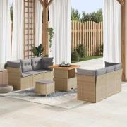 vidaXL Trädgårdsoffset 9 pcs beige och ljusgrå 80 x 80 x 71 cm