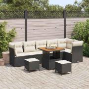 vidaXL Trädgårdsoffset 9 pcs Svart och gräddvit 80 x 80 x 71 cm